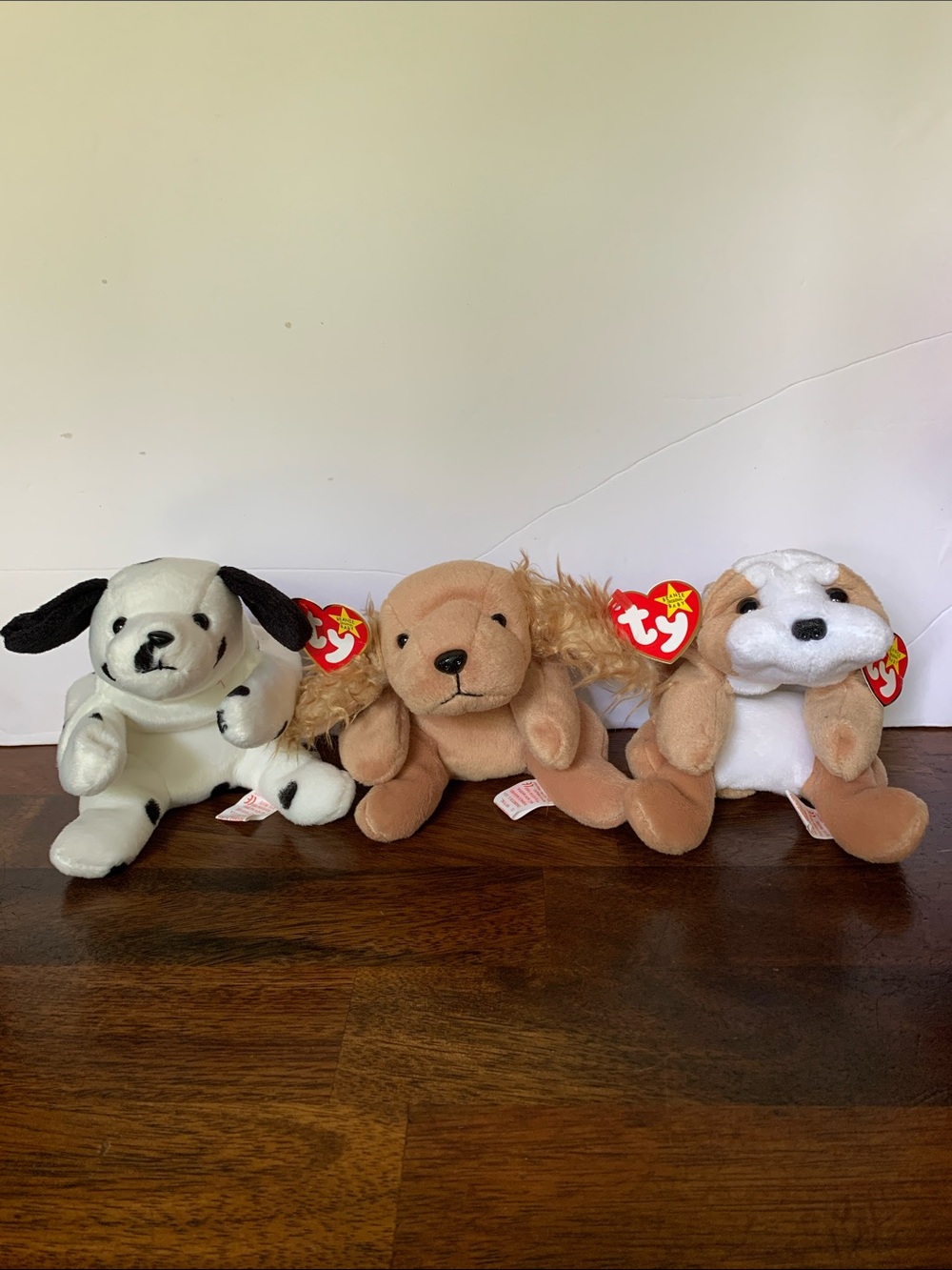 Ty Vintage Plush Dog Set - White, Tan, Brown
